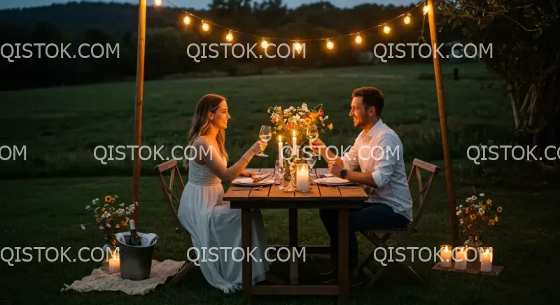 Casal em jantar à luz de velas 01