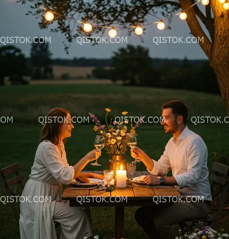 Casal em jantar à luz de velas retrato 02