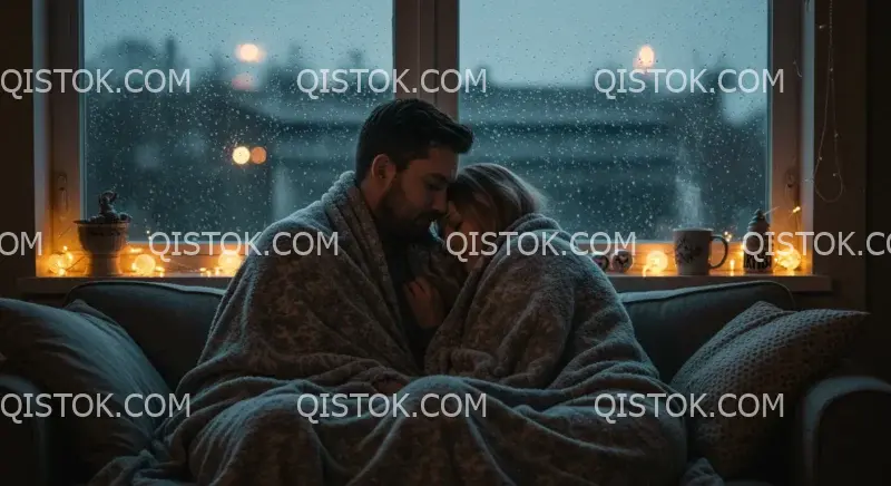 Casal sentindo frio no sofá de casa 04