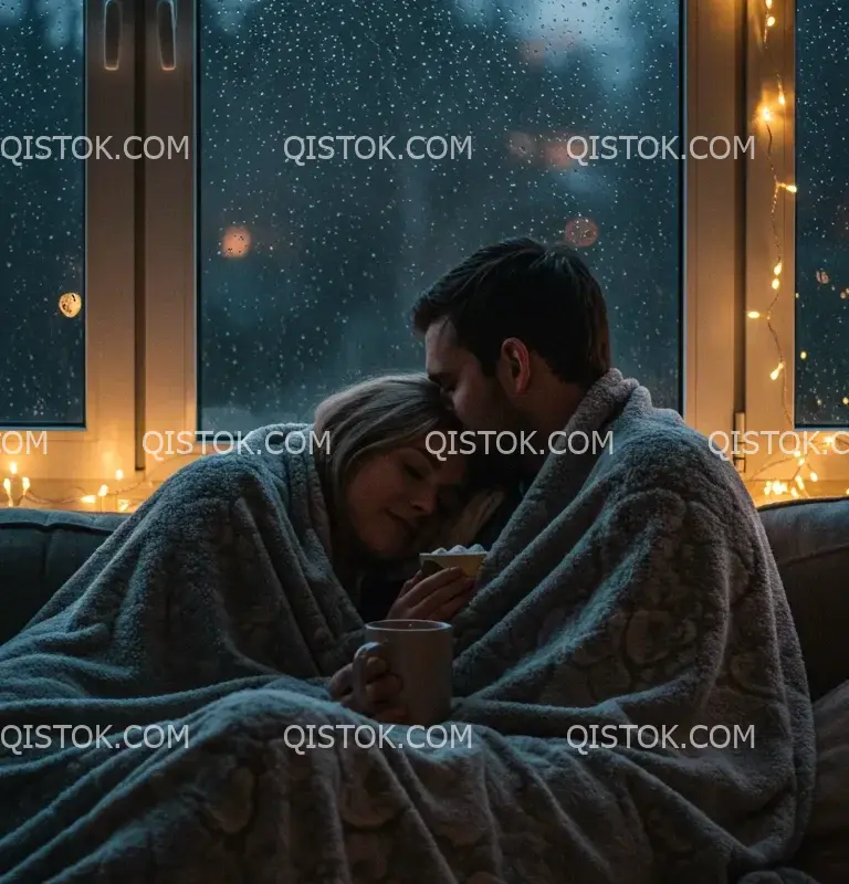 Casal sentindo frio no sofá de casa retrato 04