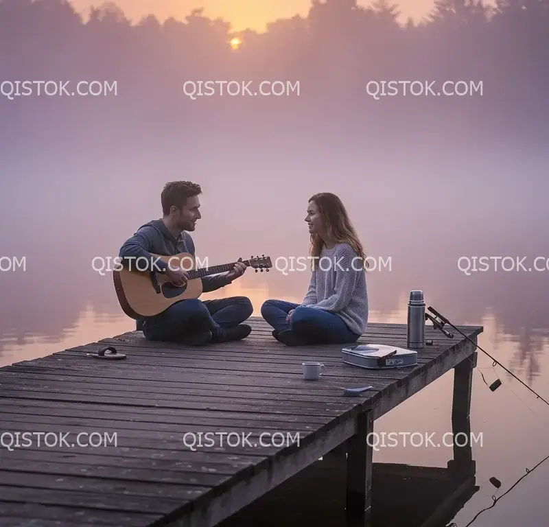 Homem cantando pra namorada em pier 06