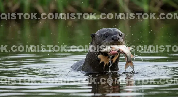 Ariranha Comendo Peixe 01.