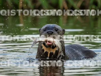 Ariranha Comendo Peixe 04.