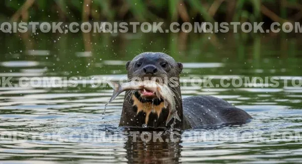 Ariranha Comendo Peixe 04.